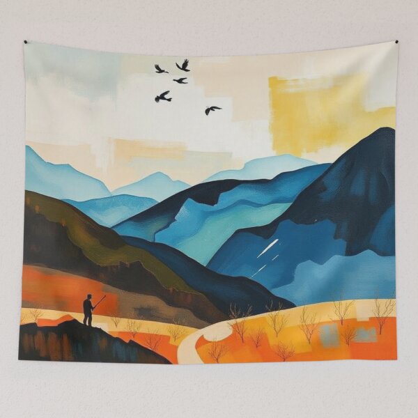 Item preview, Boho Vintage Minimalist Landscape Art  designed and sold by AllAroundArtist.