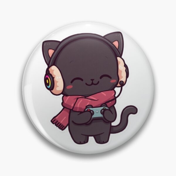 Item preview, Happy Black Gamer Kitten Winter Design designed and sold by Stylestickers55.