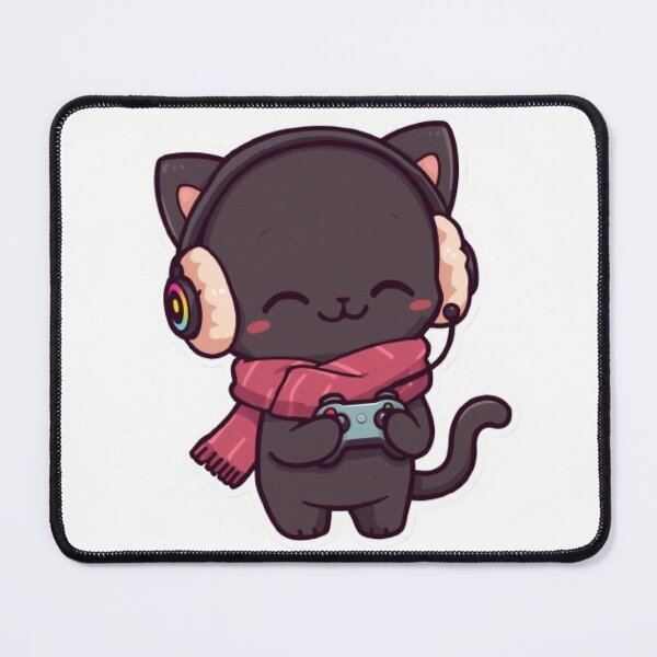 Item preview, Happy Black Gamer Kitten Winter Design designed and sold by Stylestickers55.