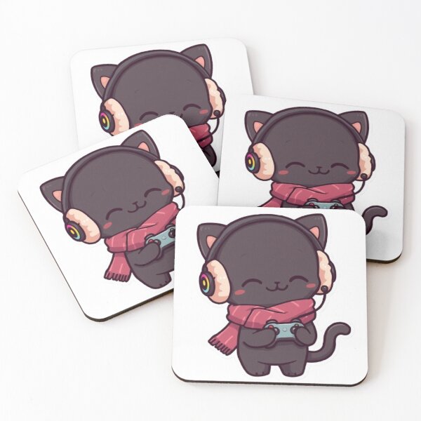 Item preview, Happy Black Gamer Kitten Winter Design designed and sold by Stylestickers55.