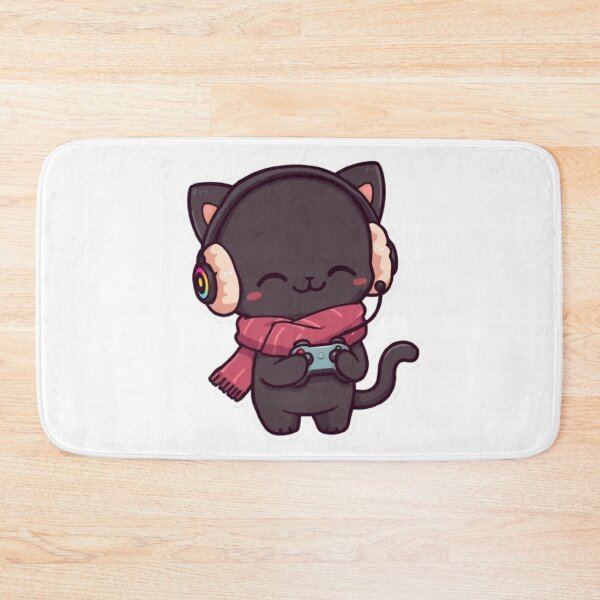 Item preview, Happy Black Gamer Kitten Winter Design designed and sold by Stylestickers55.
