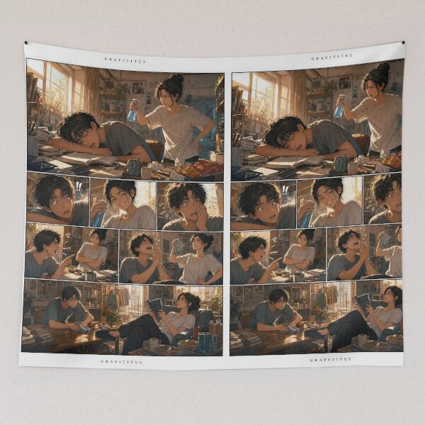 Item preview, Student Life Cozy Reading Room Comic Print designed and sold by Grafititee.