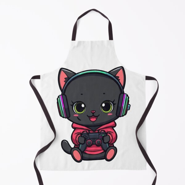 Item preview, Cute Black Gamer Cat in Strawberry Hoodie Kawaii Gaming Sticker designed and sold by Stylestickers55.