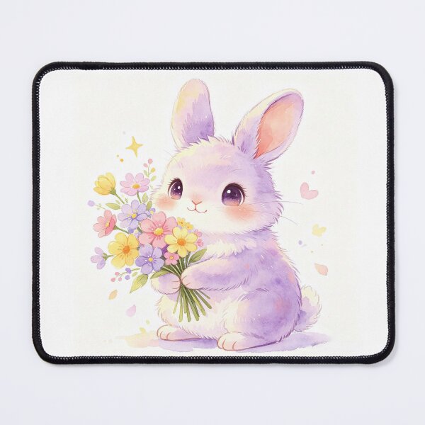 Item preview, Cute Purple Bunny Flower Bouquet Love designed and sold by onjirastudio7.