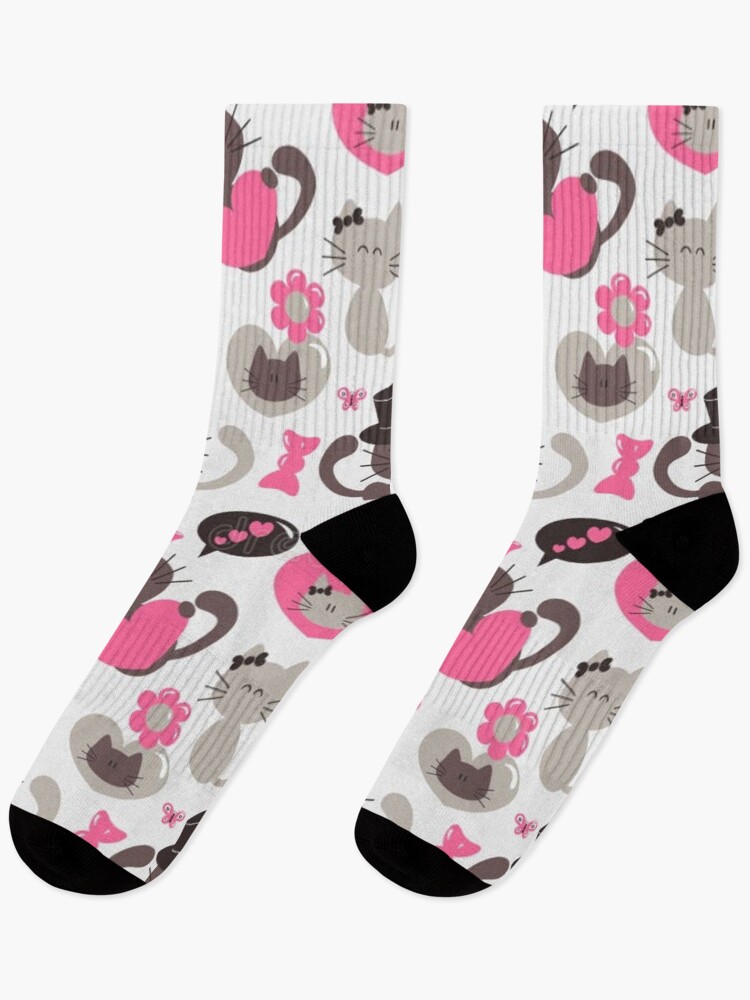 Thumbnail 1 of 5, Socks, cat pattern designed and sold by pksart1.