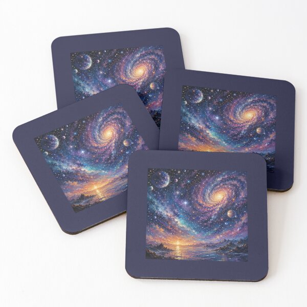 Item preview, Galactic sunset over misty seascape designed and sold by HemGlo Studio.