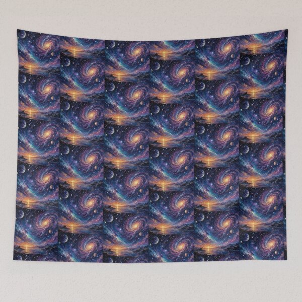 Item preview, Galactic sunset over misty seascape designed and sold by HemaGoutham.