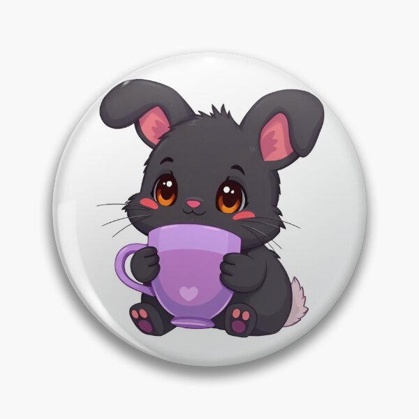 Item preview, Cute kawaii black bunny with a violet cup 01 designed and sold by ChameleonStars.
