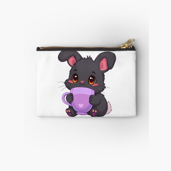 Item preview, Cute kawaii black bunny with a violet cup 01 designed and sold by ChameleonStars.