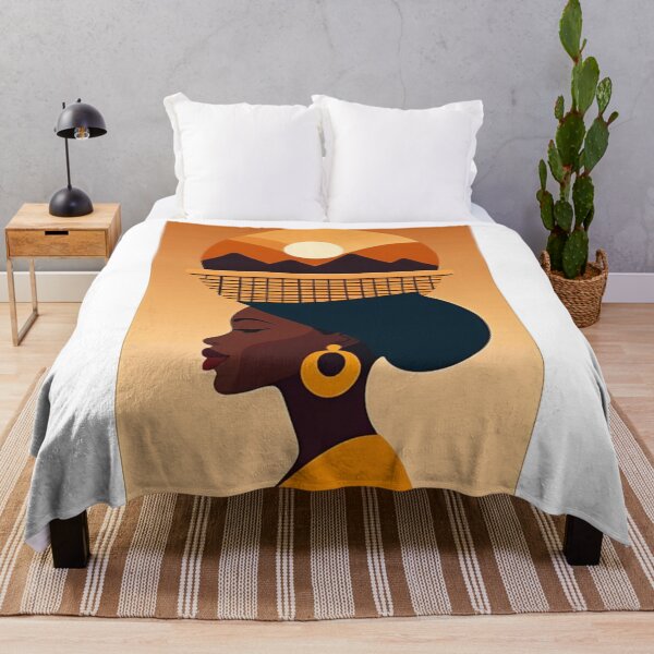 Item preview, Art - Black Woman with Basket, Contemporary Afro-Bohemian Aesthetic designed and sold by Reverso-Design.