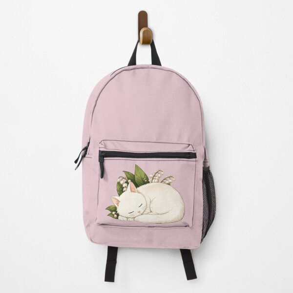 Item preview, Sleeping White Cat with Lily of the Valley | Cozy Cottagecore Animal Illustration designed and sold by BlackShopps.