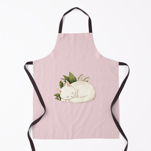 Item preview, Sleeping White Cat with Lily of the Valley | Cozy Cottagecore Animal Illustration designed and sold by BlackShopps.