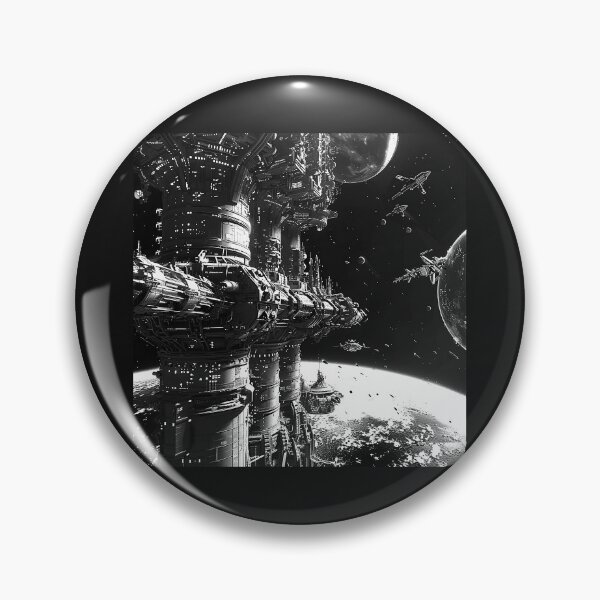 Item preview, Futuristic Space Station Above an Alien Planet designed and sold by inkoutninja.