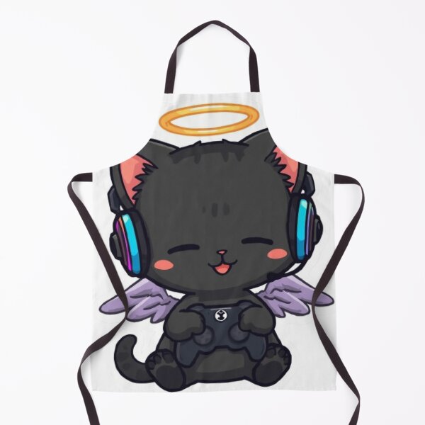 Item preview, Kawaii Black Angel Cat Playing Video Games Cute Gaming Sticker designed and sold by Stylestickers55.