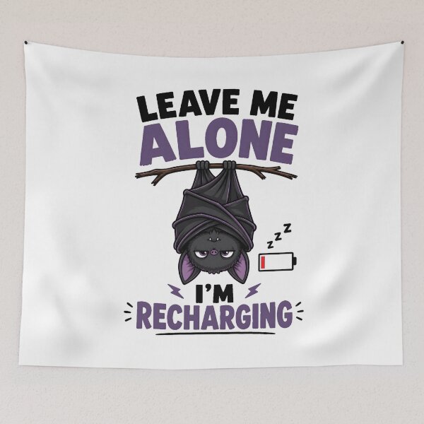 Item preview, Bat Alone Recharging Introvert Humor Cartoon designed and sold by Artmares.