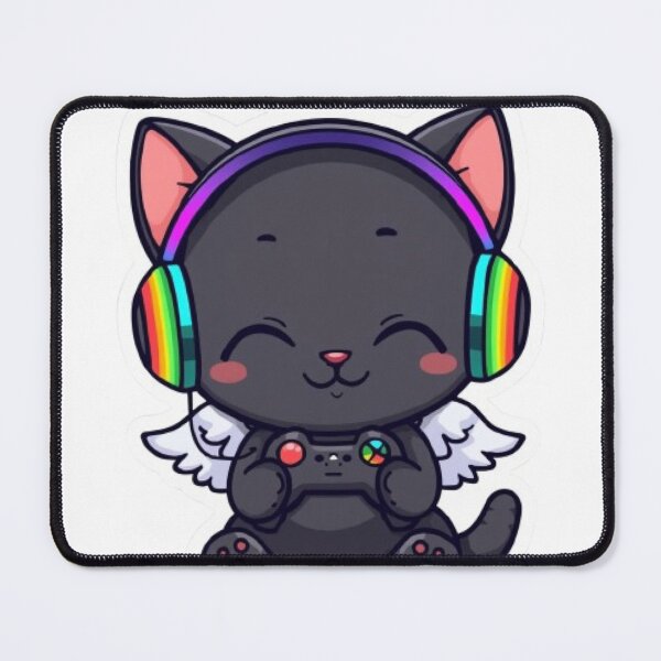 Item preview, Cute Gamer Cat Angel Chibi Design for Gaming and Cat Lovers designed and sold by Stylestickers55.