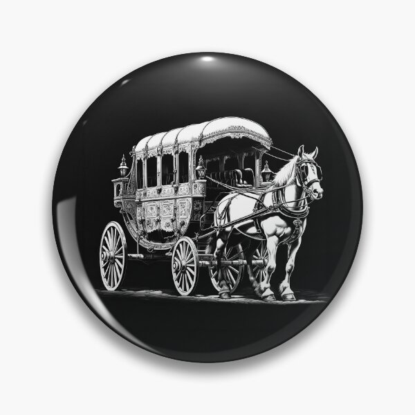 Item preview, Vintage Horse-Drawn Carriage in Black and White designed and sold by inkoutninja.