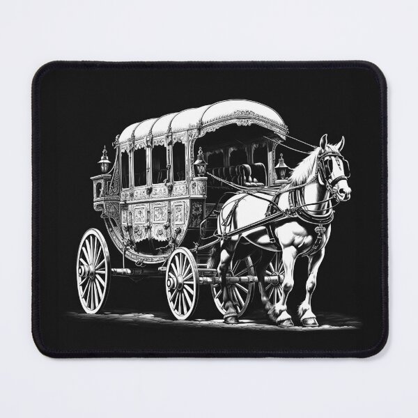Item preview, Vintage Horse-Drawn Carriage in Black and White designed and sold by inkoutninja.