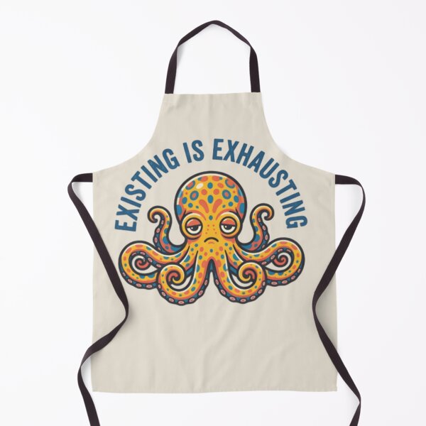Item preview, Existing Is Exhausting Octopus T-Shirt & Sticker – Funny Burnout Sea Creature Meme for Introverts designed and sold by ZyxDes.