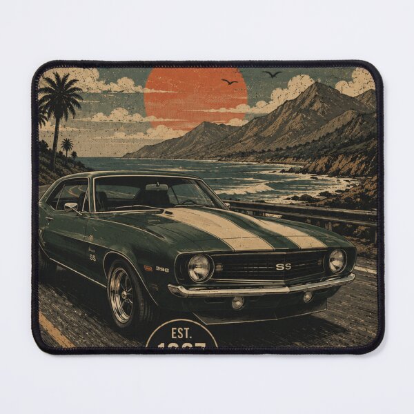 Item preview, Vintage Camaro Classic Car Coastal Poster designed and sold by Man-Cave-Motifs.