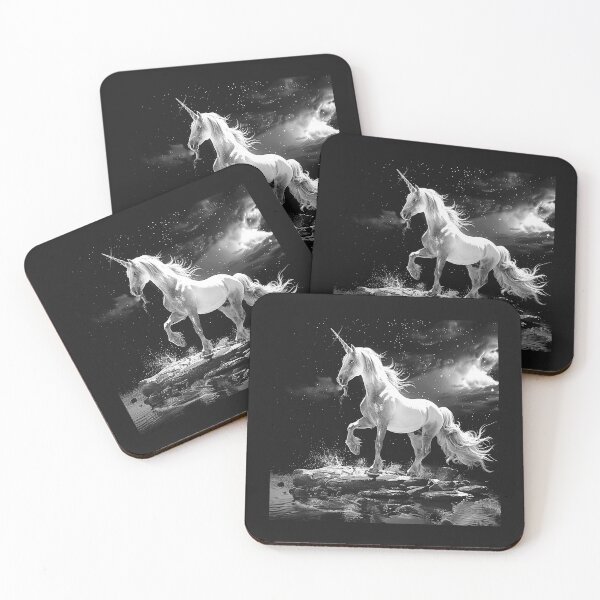 Item preview, Majestic White Unicorn Beneath a Starry Sky designed and sold by inkoutninja.