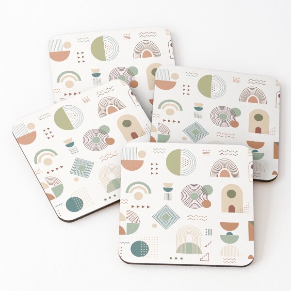 Item preview, Mid Century Modern Geometric Abstract Shapes in Earth Tone Palette designed and sold by WanwisaChuenlom.