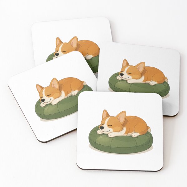 Item preview, Sleeping Corgi on Cushion | Cozy Cute Dog Illustration | Minimalist Pet Art designed and sold by BlackShopps.