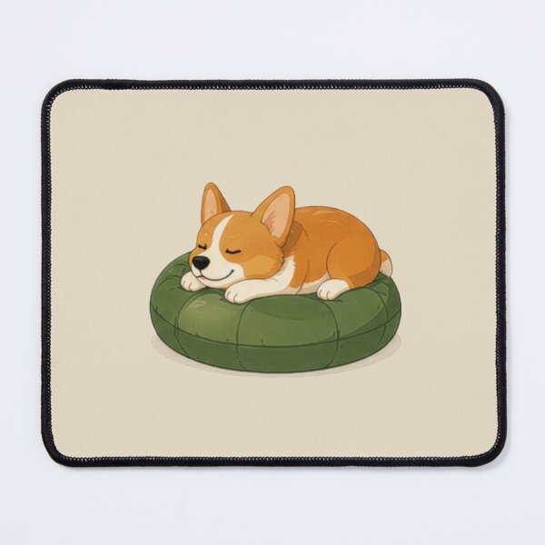 Item preview, Sleeping Corgi on Cushion | Cozy Cute Dog Illustration | Minimalist Pet Art designed and sold by BlackShopps.