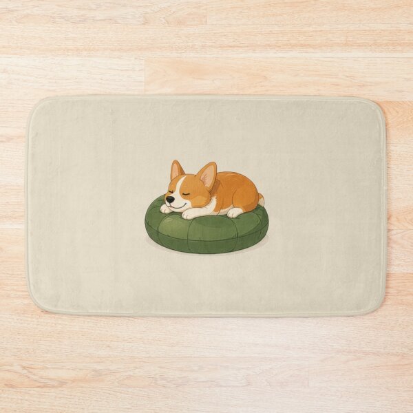 Item preview, Sleeping Corgi on Cushion | Cozy Cute Dog Illustration | Minimalist Pet Art designed and sold by BlackShopps.