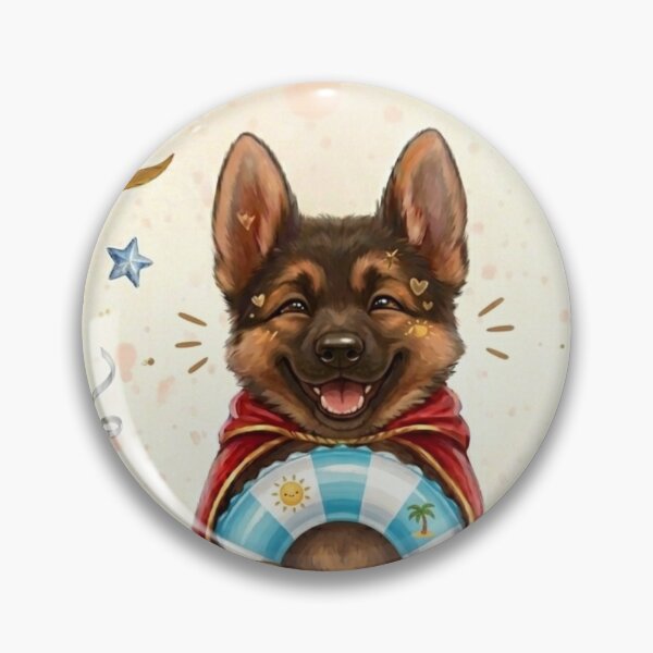 Item preview, ​Cute German Shepherd Summer Puppy with Swim Ring designed and sold by SilentFlower.