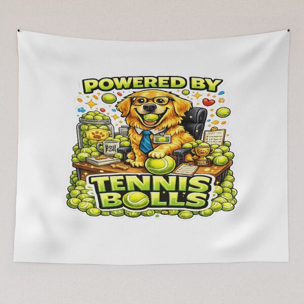 Item preview, Powered By Tennis Balls Funny Golden Retriever Dog Lover Gift designed and sold by ClaussShop.