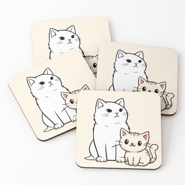 Item preview, Cute Mother Cat and Kitten Kawaii Cartoon Illustration designed and sold by ranivibes008.