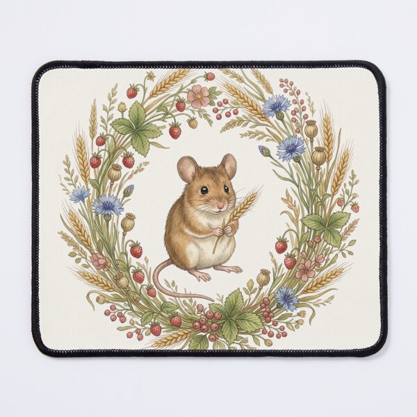 Item preview, Field Mouse Wheat Botanical Cottagecore Watercolor Print designed and sold by CalmCapy Co.