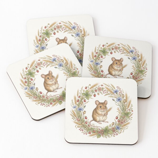 Item preview, Field Mouse Wheat Botanical Cottagecore Watercolor Print designed and sold by CalmCapy Co.