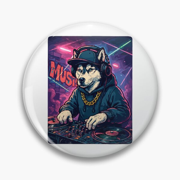 Item preview, DJ Husky: Club dog with hoodie & graffiti designed and sold by Pineapple-Tree.
