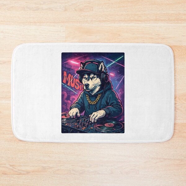 Item preview, DJ Husky: Club dog with hoodie & graffiti designed and sold by Pineapple-Tree.