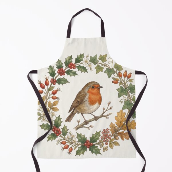Item preview, Robin Redbreast Holly Botanical Cottagecore Watercolor designed and sold by CalmCapy Co.