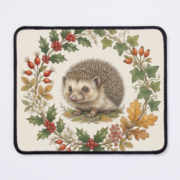 Item preview, Hedgehog Autumn Botanical Cottagecore Watercolor Print designed and sold by CalmCapy Co.