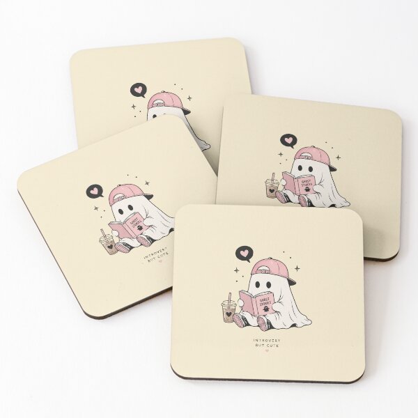 Item preview, Introvert But Cute | Cozy Ghost Reading Coffee Lover Kawaii Design designed and sold by JA-1994.