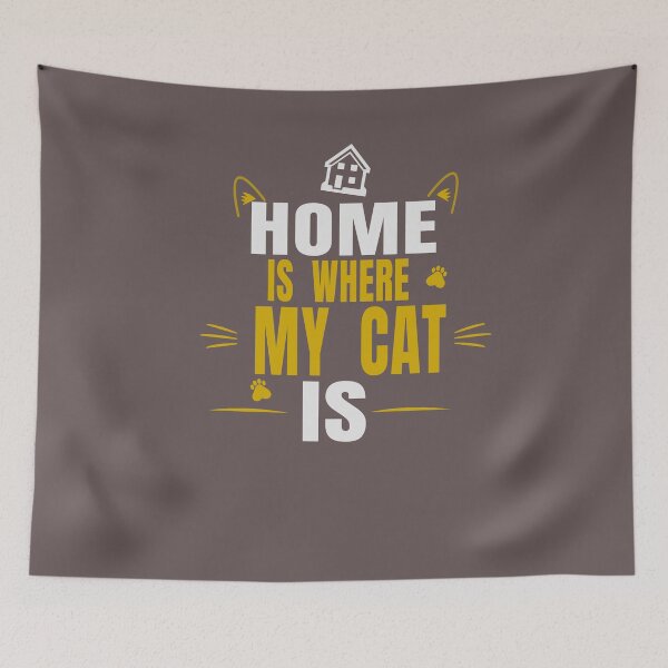 Item preview, Home Is Where My Cat Is Funny Cat Lover Typography Gift designed and sold by HeartAndArtShop.