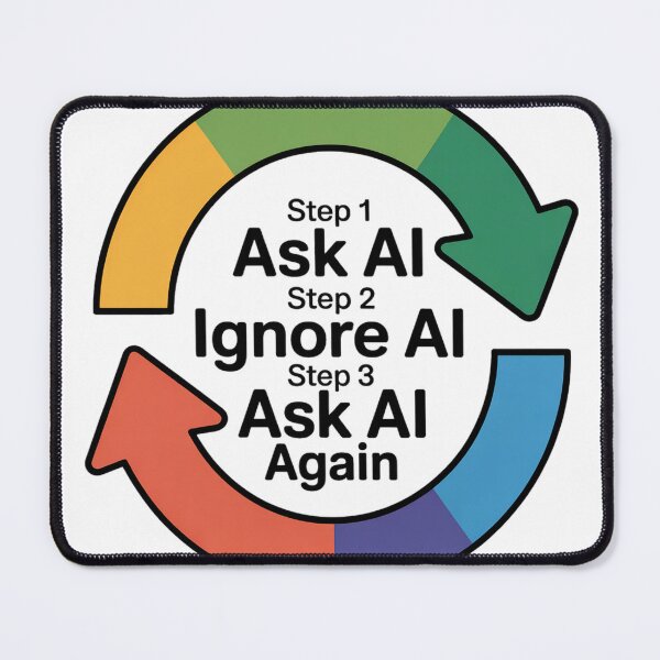 Item preview, Ask AI Ignore AI Ask AI Again Tech Humor designed and sold by Bianca Oltean.