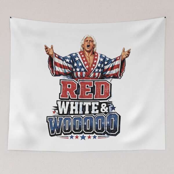 Item preview, Funny 4th of July Red White and Wooooo Funny Dad Wrestling Ric Flair  designed and sold by DoubleLoadCJ.