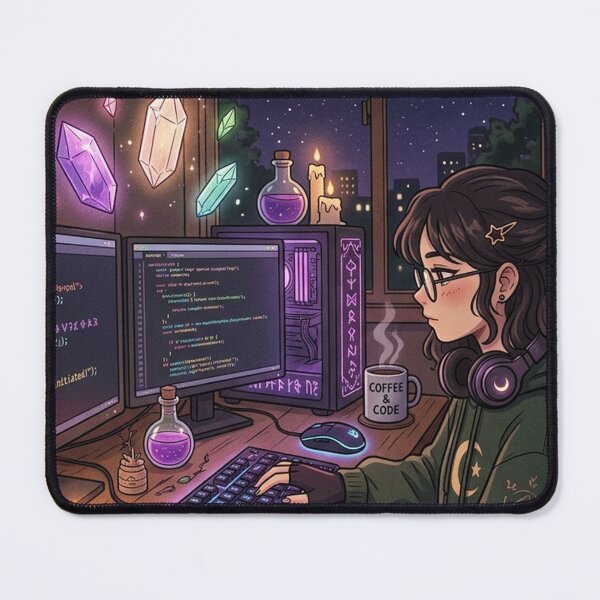 Item preview, Starry Night Witch Tapestry | Lofi Anime Desk Art | Gift for Night Owl Programmers designed and sold by YNAMREG.