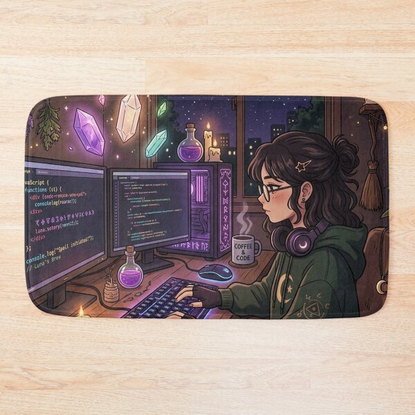 Item preview, Starry Night Witch Tapestry | Lofi Anime Desk Art | Gift for Night Owl Programmers designed and sold by YNAMREG.
