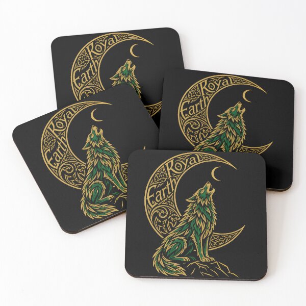 Item preview, Royal Earth Golden Wolf Crescent Moon Howling designed and sold by RoyalEarthstore.
