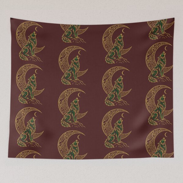 Item preview, Royal Earth Golden Wolf Crescent Moon Howling designed and sold by RoyalEarthstore.