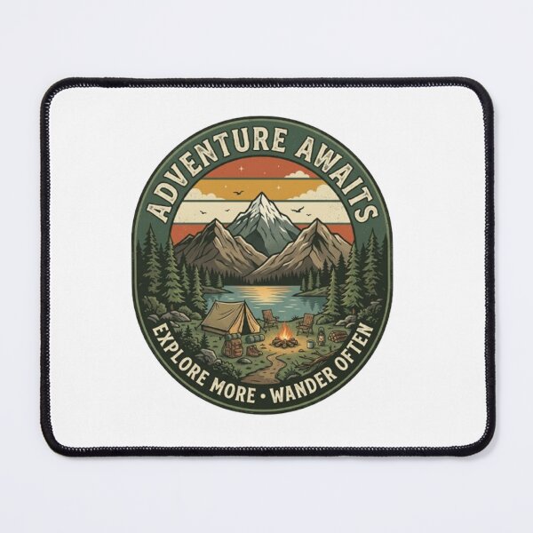 Item preview, Adventure Awaits Vintage Camping Design | Retro Mountain Hiking & Outdoor Adventure Gift designed and sold by CreativeNest Prints.