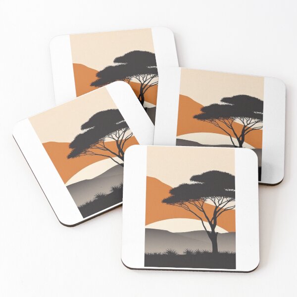 Artikelvorschau, Illustration - Stylized Afro-Bohemian Landscape, Graphic Savanna Scene entworfen und verkauft von Reverso-Design.