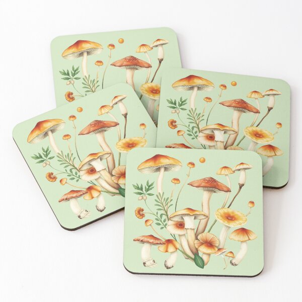 Item preview, Forest Mushroom Pattern on a Green Background | Mushroom Art | Nature-Inspired Pattern designed and sold by UnhingedBird.