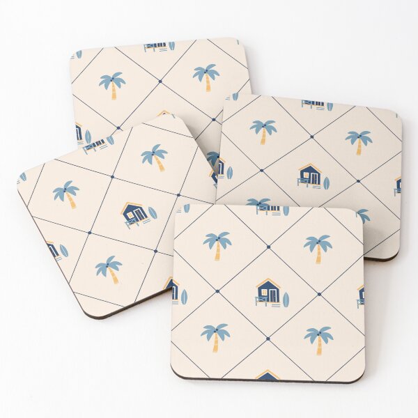 Item preview, Beach huts and Palm Trees Geometric Seamless Patterns designed and sold by Studio Pico.
